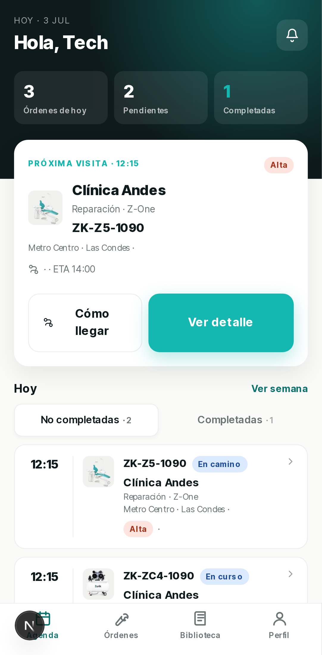 Agenda del técnico