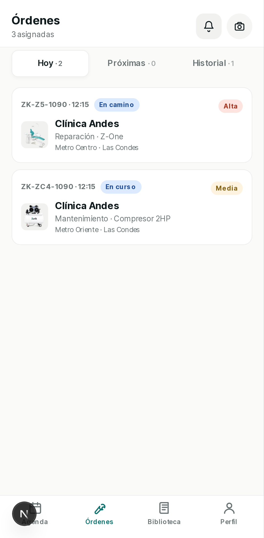 Lista de órdenes