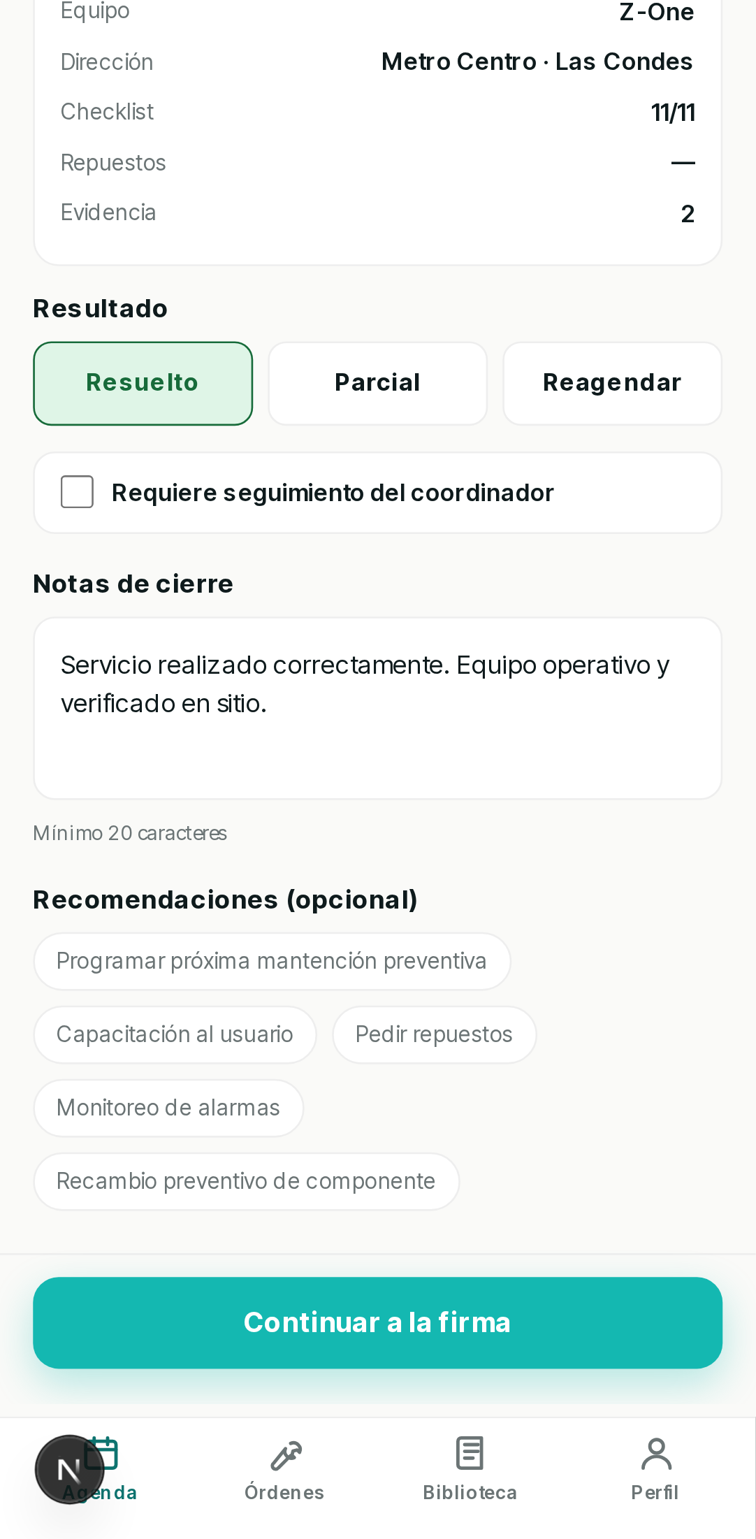 Cierre del servicio